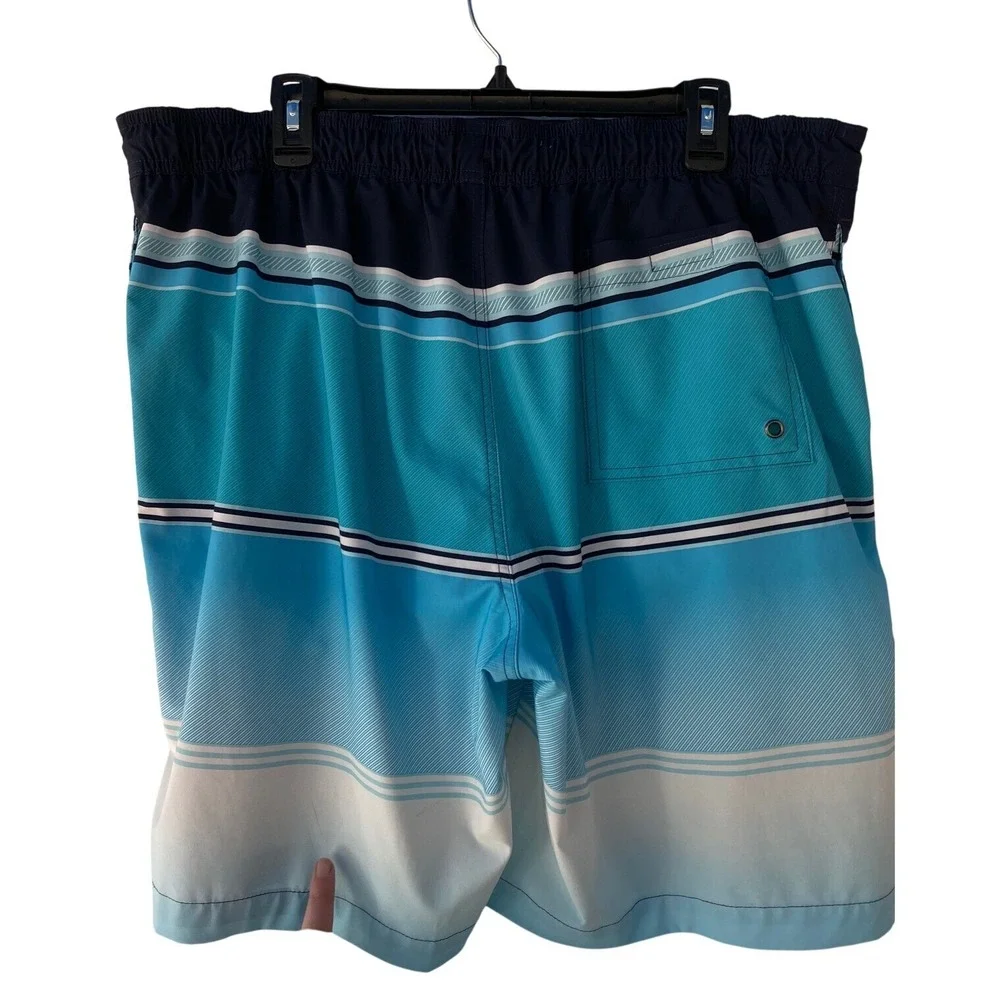 Sonoma Swim Trunks Striped Drawstring‎ Blue Navy White Pockets XL Nice PreOwned